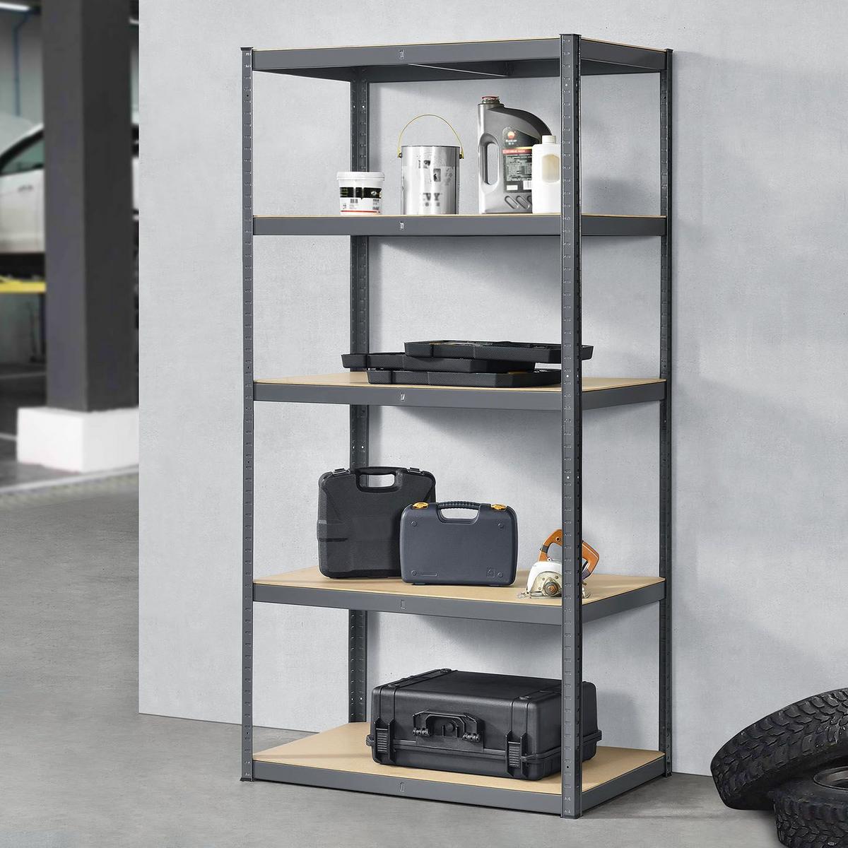 LAGERREGAL Basic grau 200x100x60 cm - Grau, Metall (100/200/60cm) - Juskys