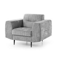 SESSEL Venezia mit Metallbeinen, hellgrau, 112 cm - Hellgrau/Schwarz, Holzwerkstoff/Metall (112/85/94cm) - Beautysofa
