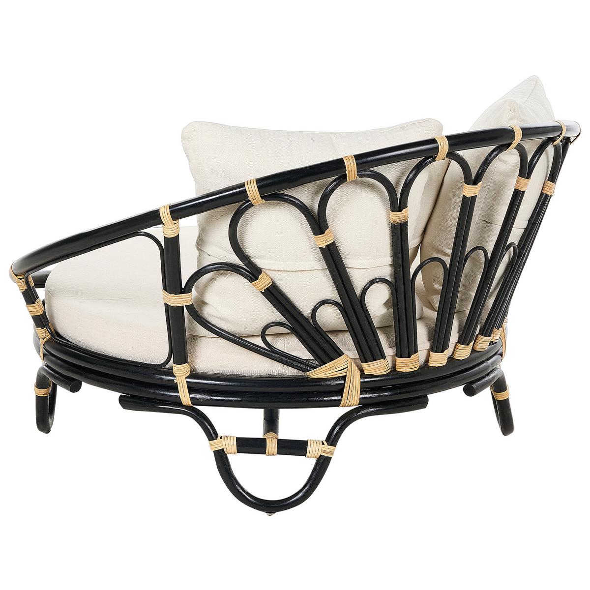 SONNENINSEL 2er-Set Rattan schwarz Auflagen beige ROSSANO - Beige/Schwarz, Naturmaterialien (112/71/110cm)