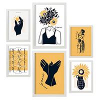 POSTER Set Mit 6 In Schwarzer Tinte Liebe Machen, Nicht Krieg Kunstdrucke Von Meer Und Ozean Für Innenarchitektur A3 & A4 Weißer Rahmen - Weiß, Papier (29/3cm) - Nacnic