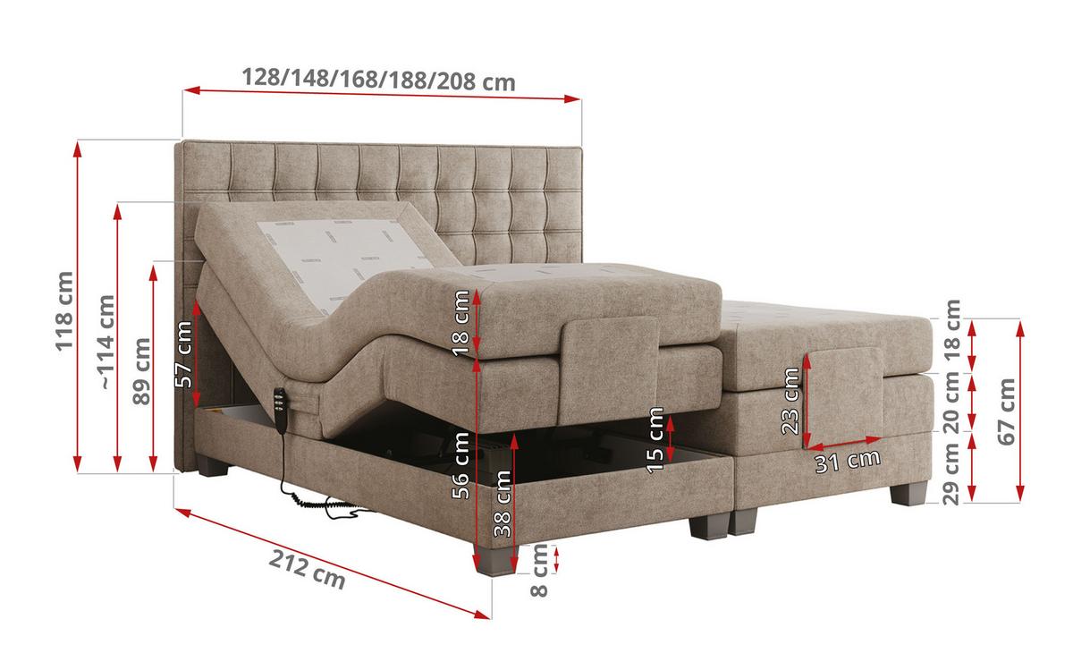 BOXBETT ELEKTRO 140/200 Beige Struktur - H4 - Beige, Holz/Textil (140/200cm) - MKS