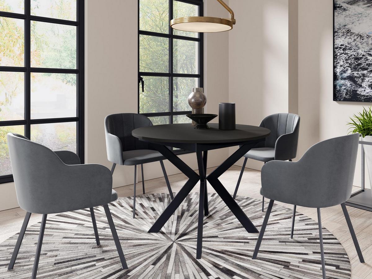 TISCH Leia 100 Ausziehbarer - Schwarz, Holzwerkstoff/Metall (100/100/76cm) - MIRJAN24
