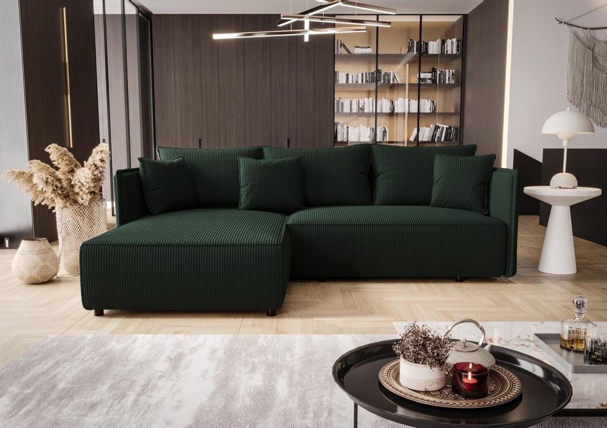 ECKSOFA Evora - Grün, Holzwerkstoff/Textil (245/185cm) - Fun Möbel