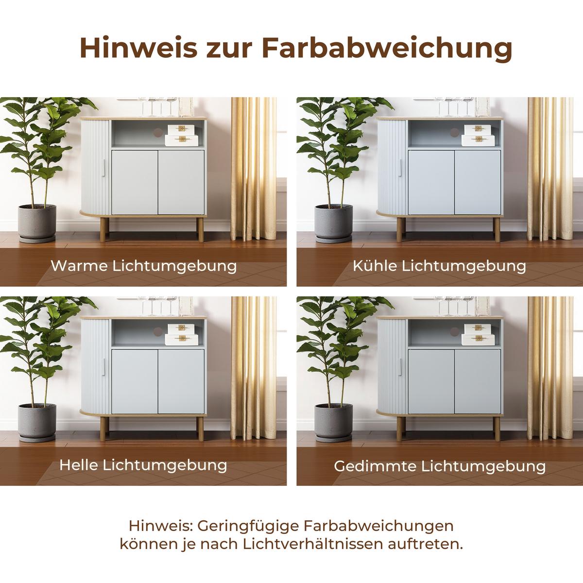 KOMMODE Modern mit 2 Türen, Holz | B80 x T40 x H76,5 cm - Grau, Holz (80/76.5/40cm) - Hometopia