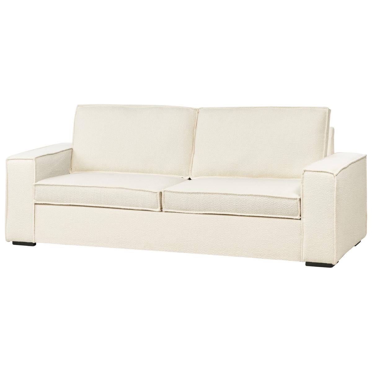 SCHLAFSOFA 3-Sitzer Bouclé Cremeweiß Vuokatti - Creme, Textil (216/89/86cm) - Beliani