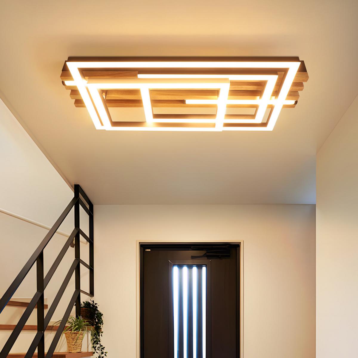 LED DECKENLEUCHTE Jrelis 37.8/20/8.8 cm - Schwarz, Holz/Metall (37.8/20/8.8cm) - ZMH