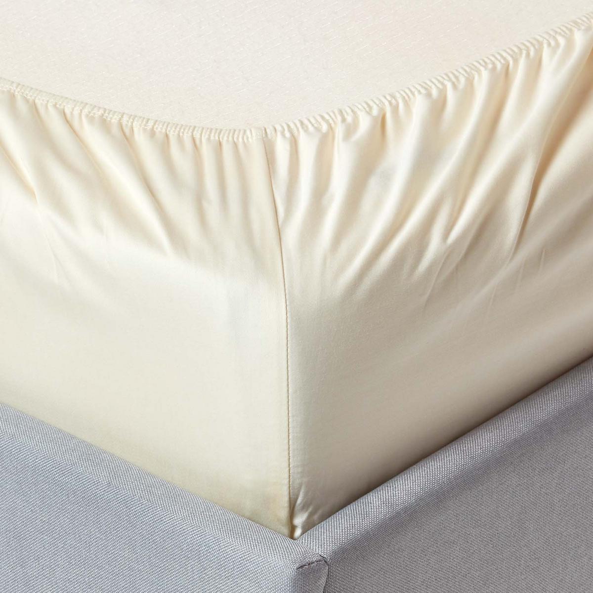 SPANNBETTLAKEN Satin aus 100% Bio-Baumwolle - Creme, Textil (160/200cm) - Homescapes