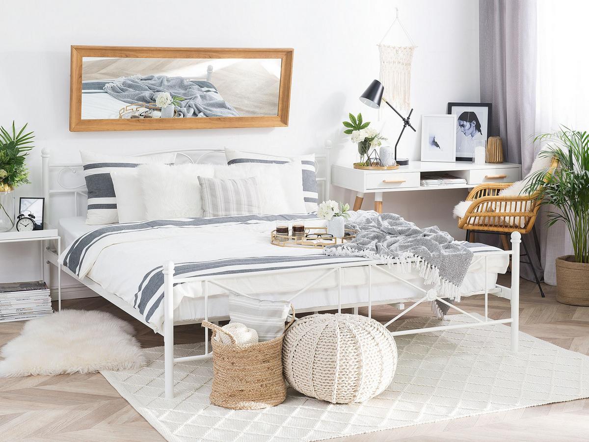 BETT mit Lattenrost 140x200 cm Weiß Rodez - Weiß, Metall (140/200cm) - Beliani