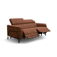 RELAXSOFA RODEN 3-Sitzer mit 2 Relax, braun, Veloursstoff - Braun, Holz/Textil (194/82/103cm) - Wozimo
