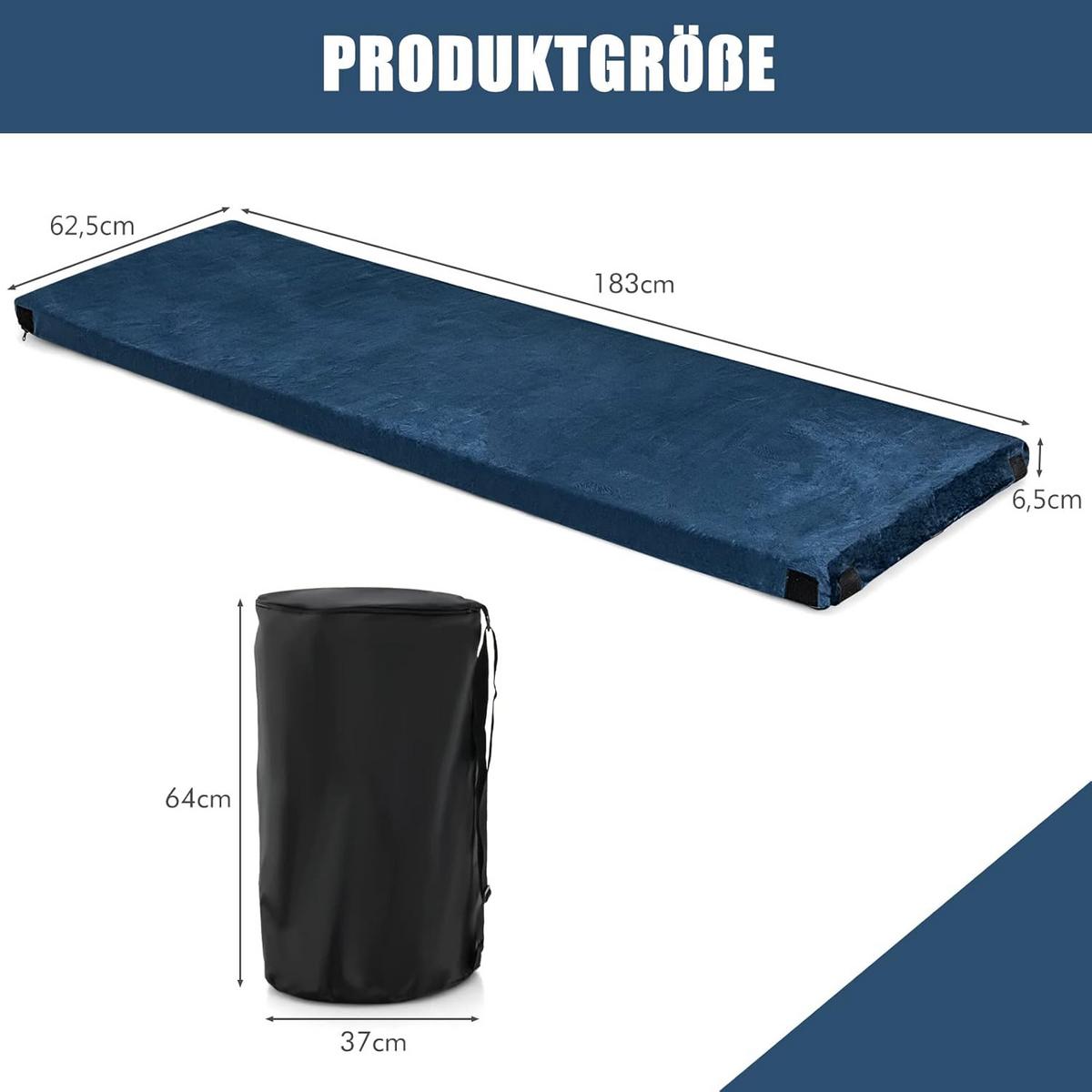 CAMPING MATTRESS Schwarz - Schwarz, Textil - COSTWAY