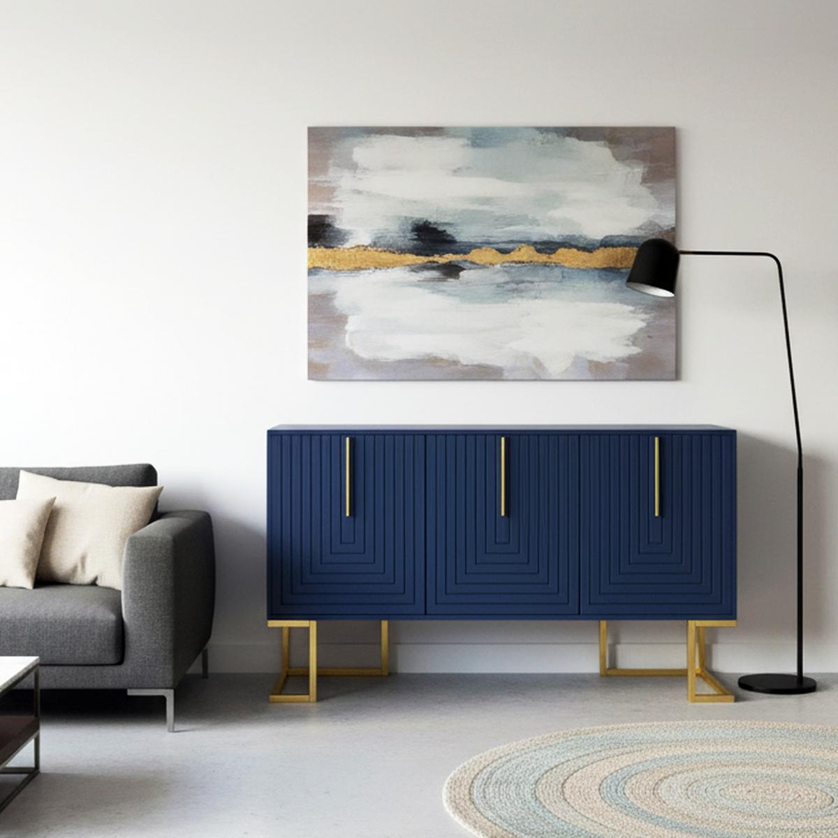 SIDEBOARD Blau 138/40/80,5CM - Blau, Holzwerkstoff/Metall (40/81/138cm) - Urban Meuble