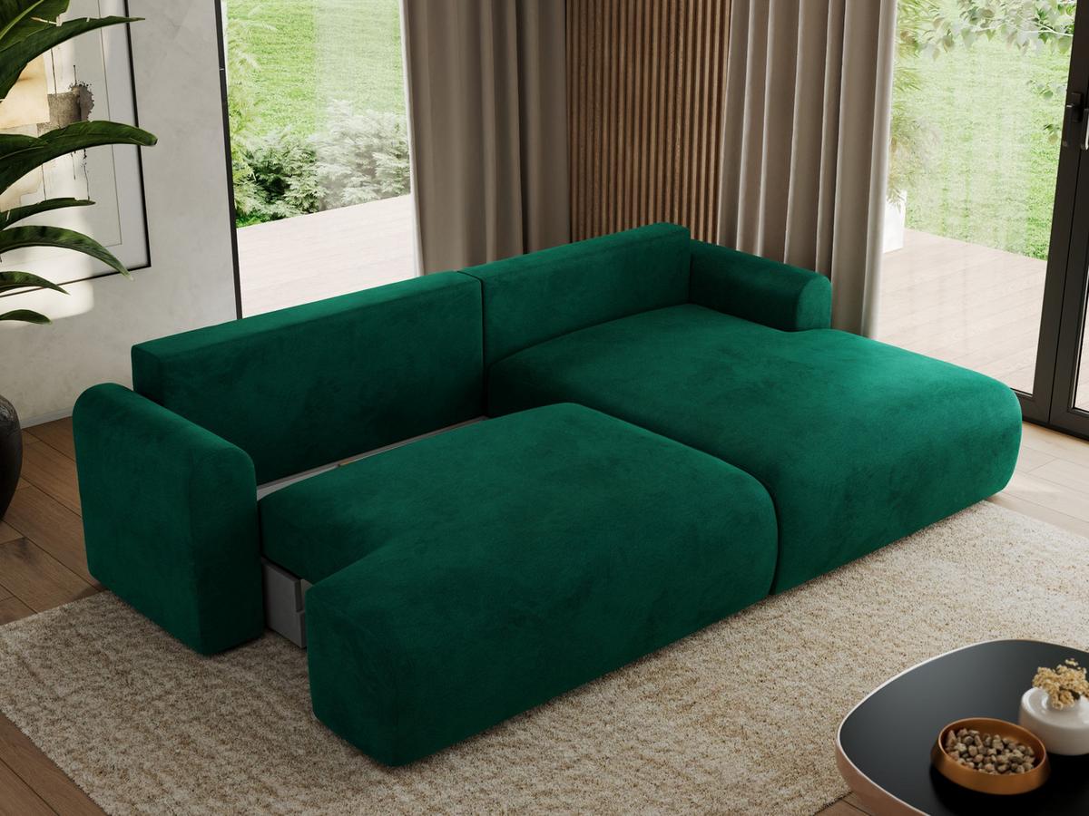 ECKSCHLAFSOFA TONO L Dunkelgrün Velvet - rechts - Dunkelgrün/Schwarz, Kunststoff/Textil (150/260cm) - MKS
