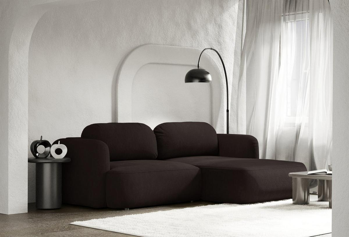 ECKSOFA Tvoya braunes Chenille - Schwarz/Braun, Kunststoff/Textil (175/267cm) - Selsey