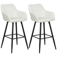 BARSTUHL 2er-Set Samt cremeweiß Casmalia - Schwarz/Weiß, Textil (50/104/55cm) - Beliani