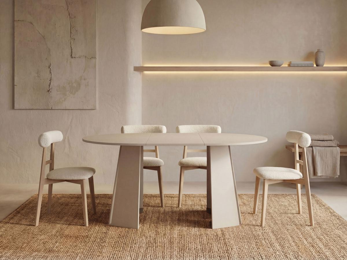ESSTISCH Lunda rund ausziehbar verlängerbar, Kaschmir Grau-Beige 100-140/100/76 cm - Kaschmir/Beige, Holzwerkstoff (100/140/76cm) - WFL GROUP