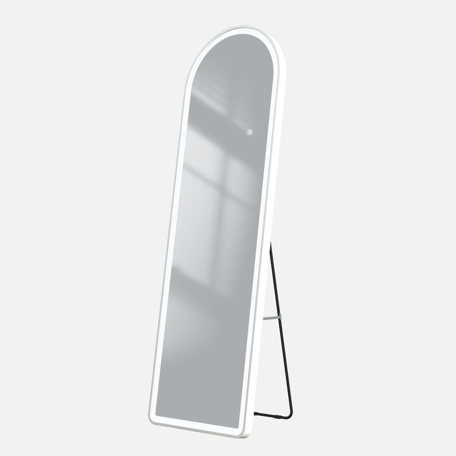 STANDSPIEGEL mit Beleuchtung und Rahmen weiß 147/45 cm - Weiß, Glas/Metall (45/147/147cm) - EMKE