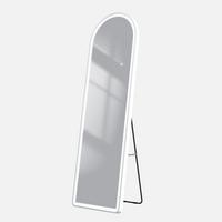 STANDSPIEGEL mit Beleuchtung und Rahmen weiß 147/45 cm - Weiß, Glas/Metall (45/147/147cm) - EMKE