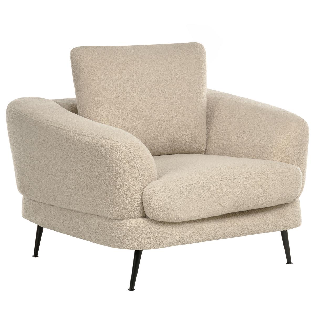 SOFA-SET 3-Sitzer Bouclé Hellbeige Kjaer - Beige/Schwarz, Textil (155/100/100cm) - Beliani