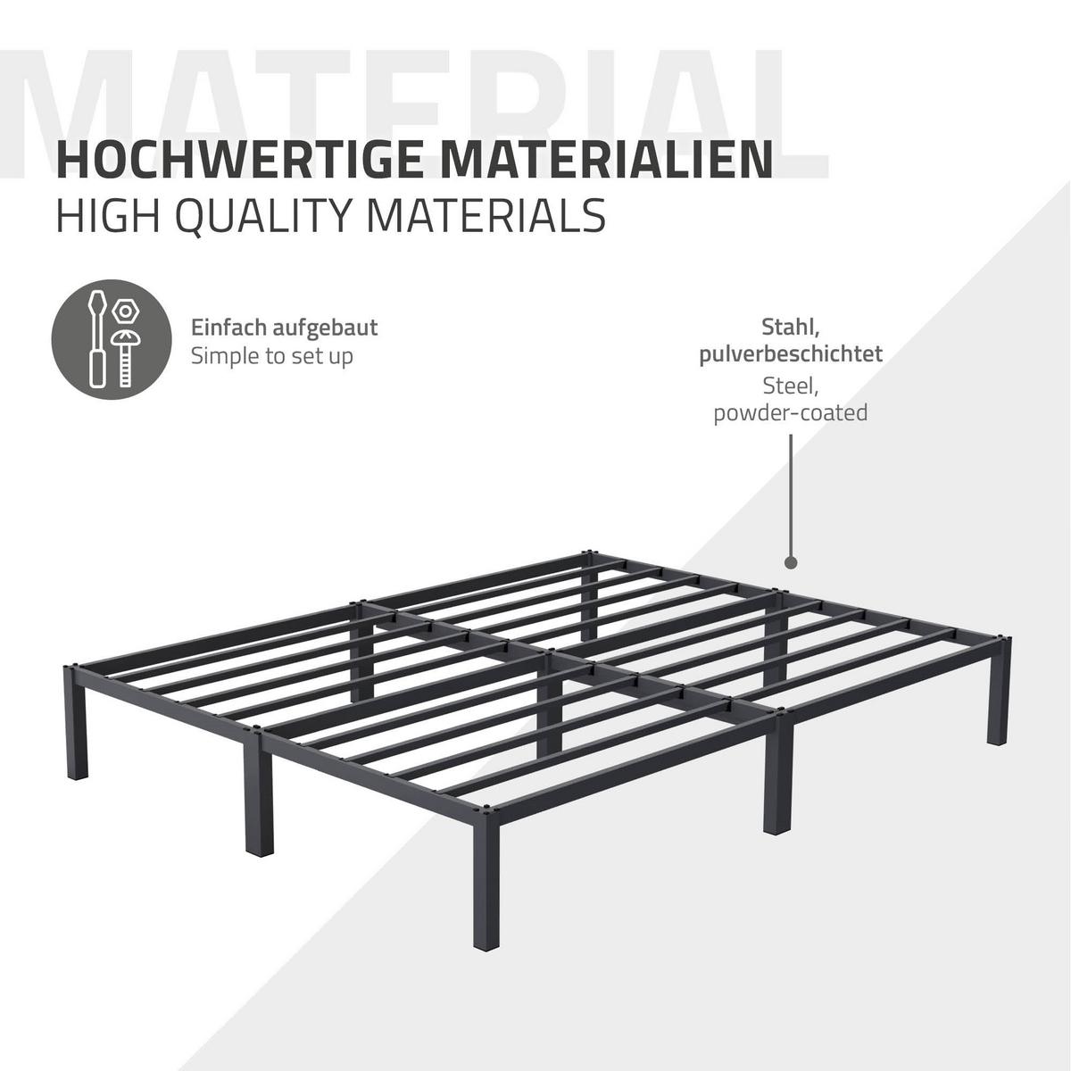 METALLBETT 160x200 cm mit Lattenrost Anthrazit auf Stahlrahmen - Anthrazit, Metall (160/200cm) - ML-DESIGN