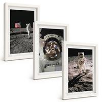 BILDER SET 3er Set - 20x30 cm Weißer Rahmen - NASA-Mondlandung - Weiß, Kunststoff (20/30cm) - TULUP