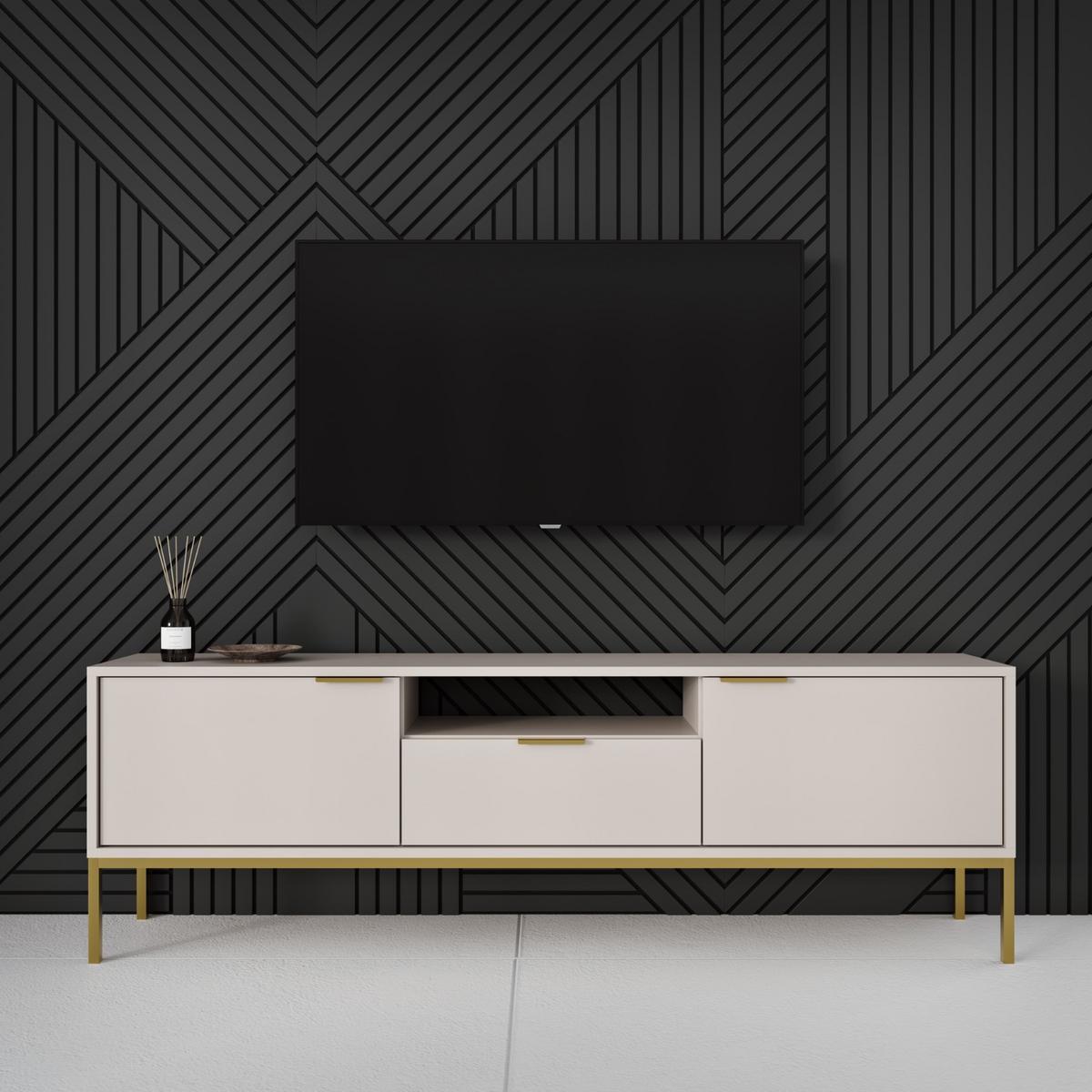 LOWBOARD Austin 33/56,4/135 cm - Kaschmir/Goldfarben, Holzwerkstoff (33/56/135cm) - RAUMHIRSCH FURNITURE
