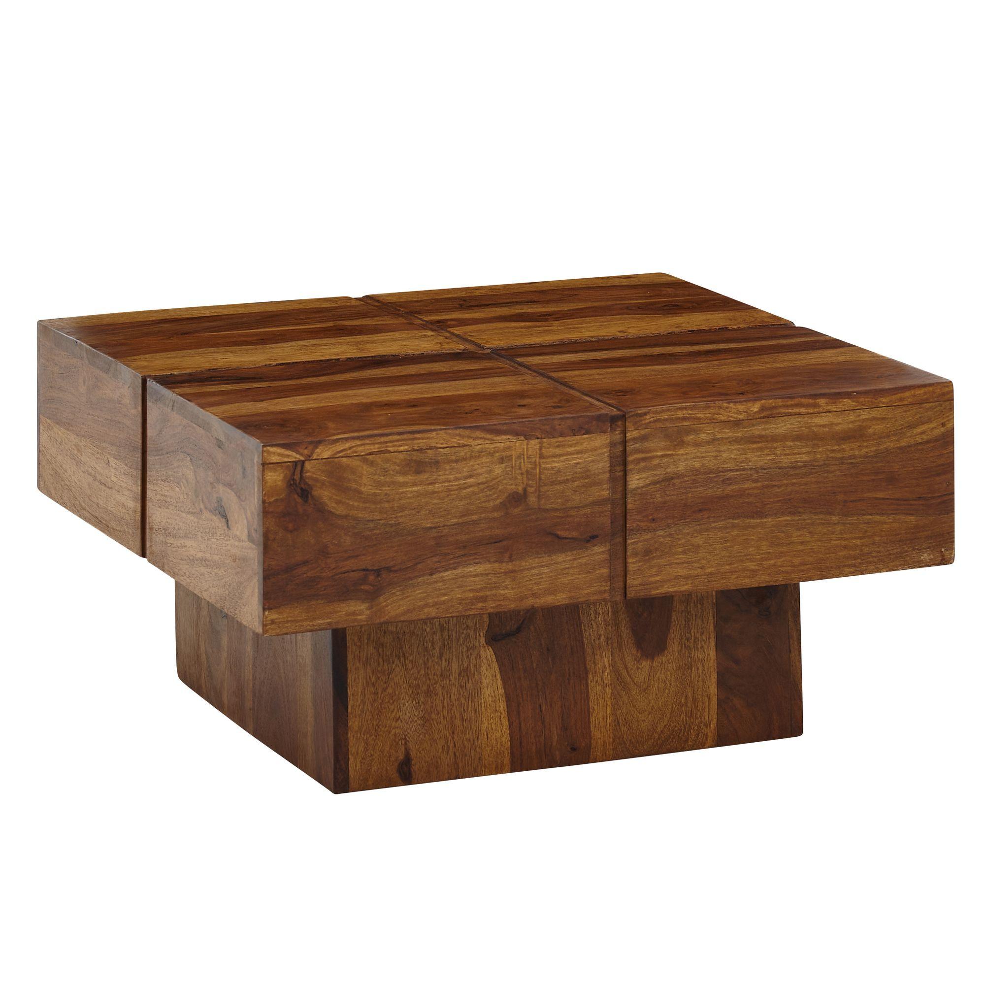 COUCHTISCH Sheesham Massivholz Quadratisch 57,5x57,5x30 cm Modern - Braun, Holz (58/58/30cm) - KADIMA DESIGN