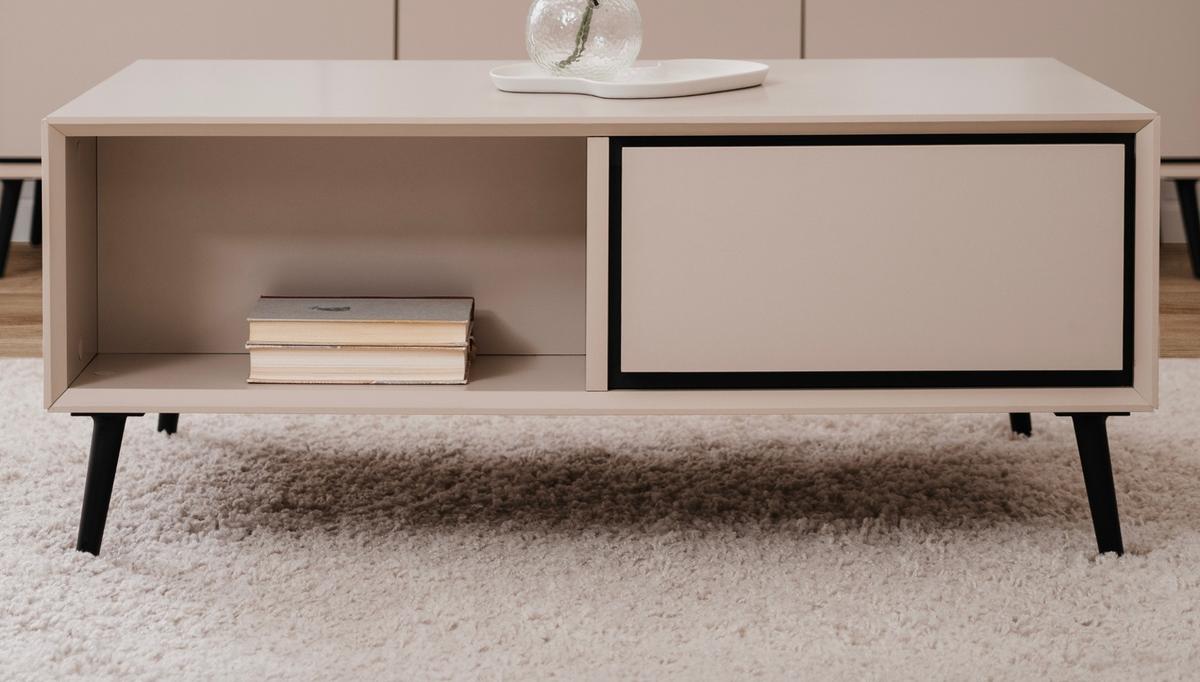 COUCHTISCH sand, schwarz 94 cm, Wohnzimmertisch mit Stauraum - Sandfarben/Schwarz, Holz/Holzwerkstoff (55/94/40cm) - Furn.Design