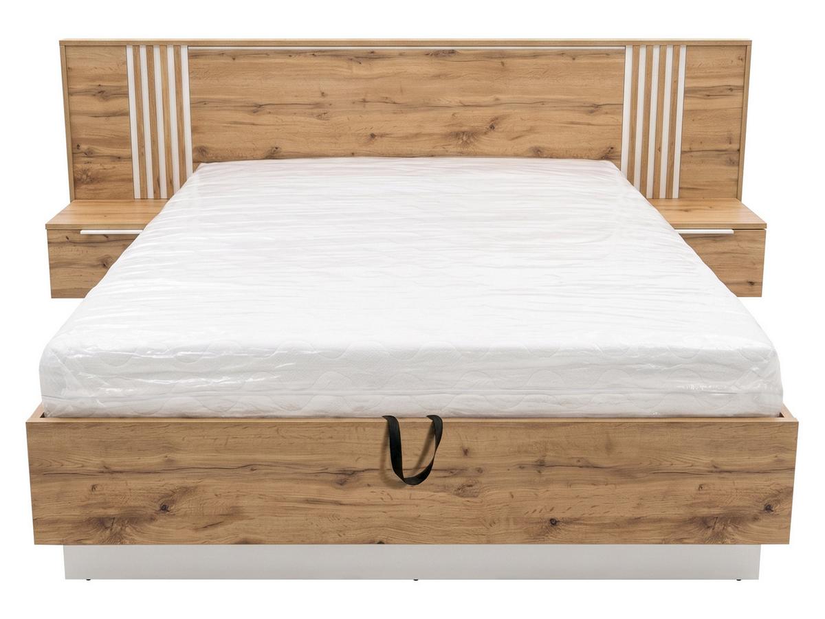 BETT Bali Lux - Eichefarben/Weiß, Holzwerkstoff (160/200cm) - MIRJAN24