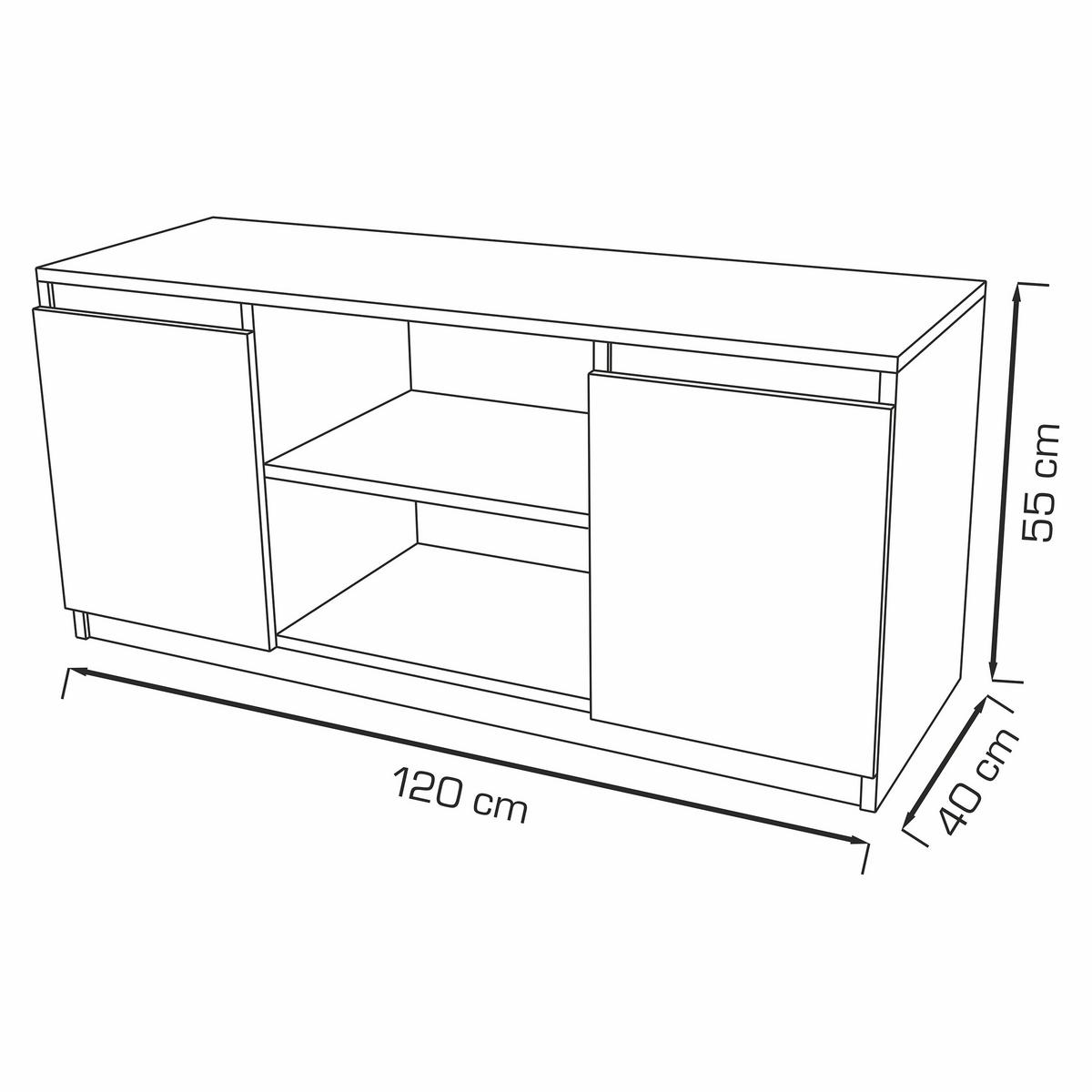 LOWBOARD MERAVIGLIA 120x40x55 cm mit 2 Türen Sonoma Eiche - Sonoma Eiche, Holzwerkstoff (120/55/40cm) - MASSENO