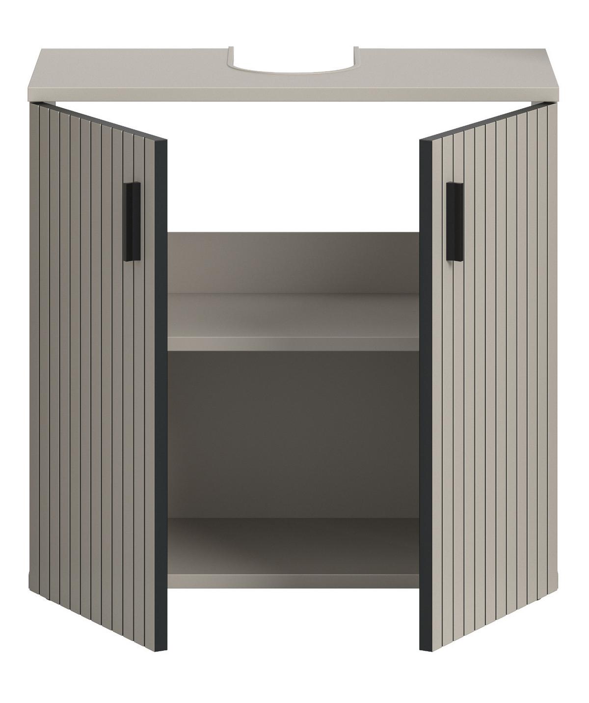 WASCHBECKENUNTERSCHRANK kaschmir 60 cm, Badezimmer Unterschrank 2-türig - Kaschmir/Schwarz, Holzwerkstoff/Kunststoff (60/59/30cm) - Inn.Furn