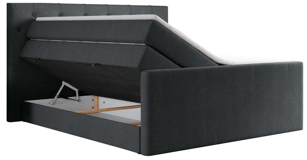 BOXSPRINGBETT KING VELEN 140/200 Dunkelgrau Struktur - H3 - Dunkelgrau, Holz/Textil (140/200cm) - MKS