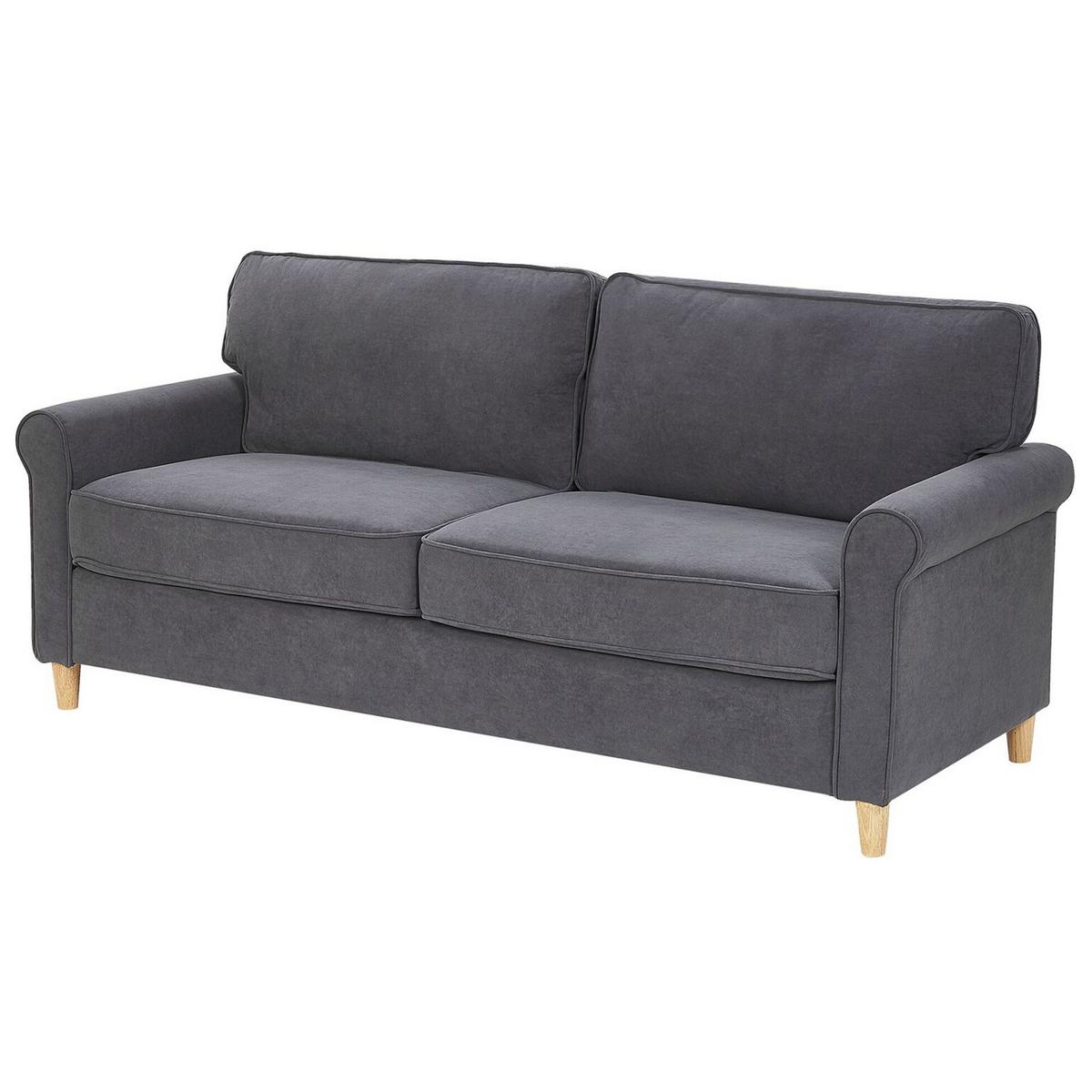 3-SITZER-SOFA Samtstoff Dunkelgrau Ronneby - Dunkelgrau, Textil (190/88/78cm) - Beliani