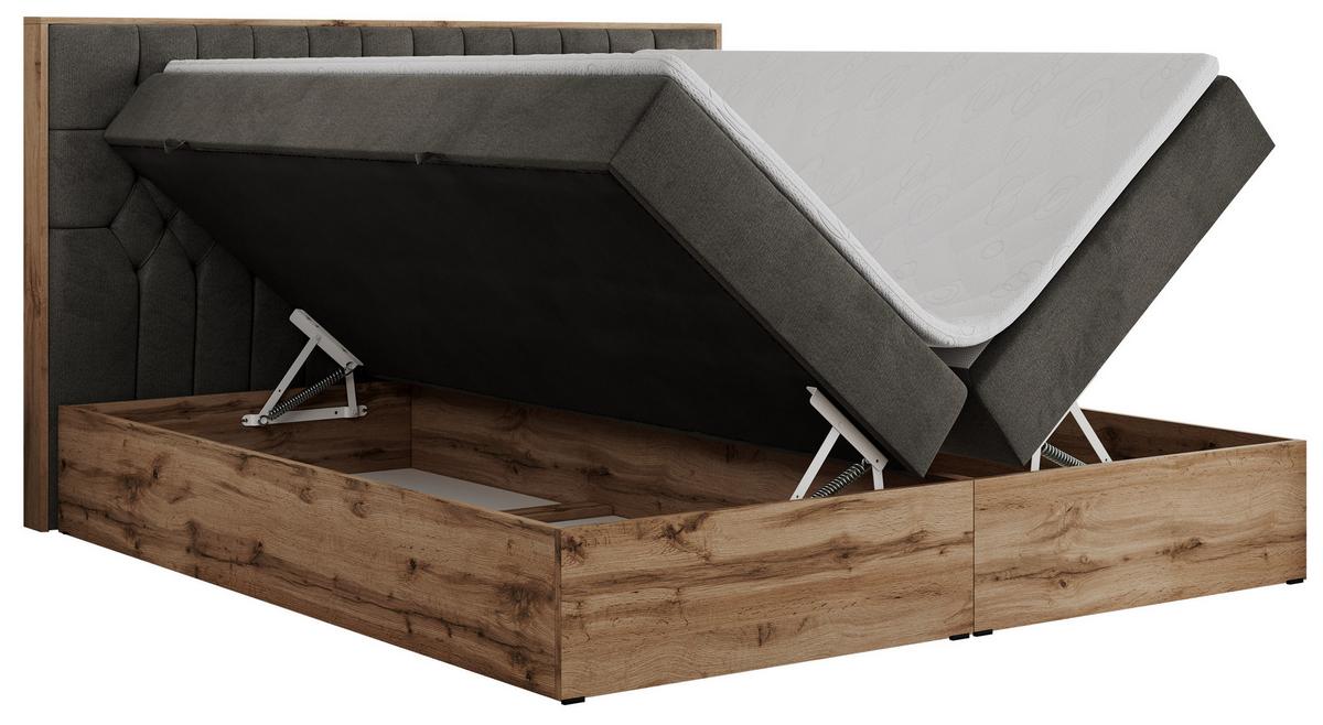 BOXBETT AMORE 160/200 Dunkelgrau Velvet - H4 - Dunkelgrau, Holz/Textil (160/200cm) - MKS