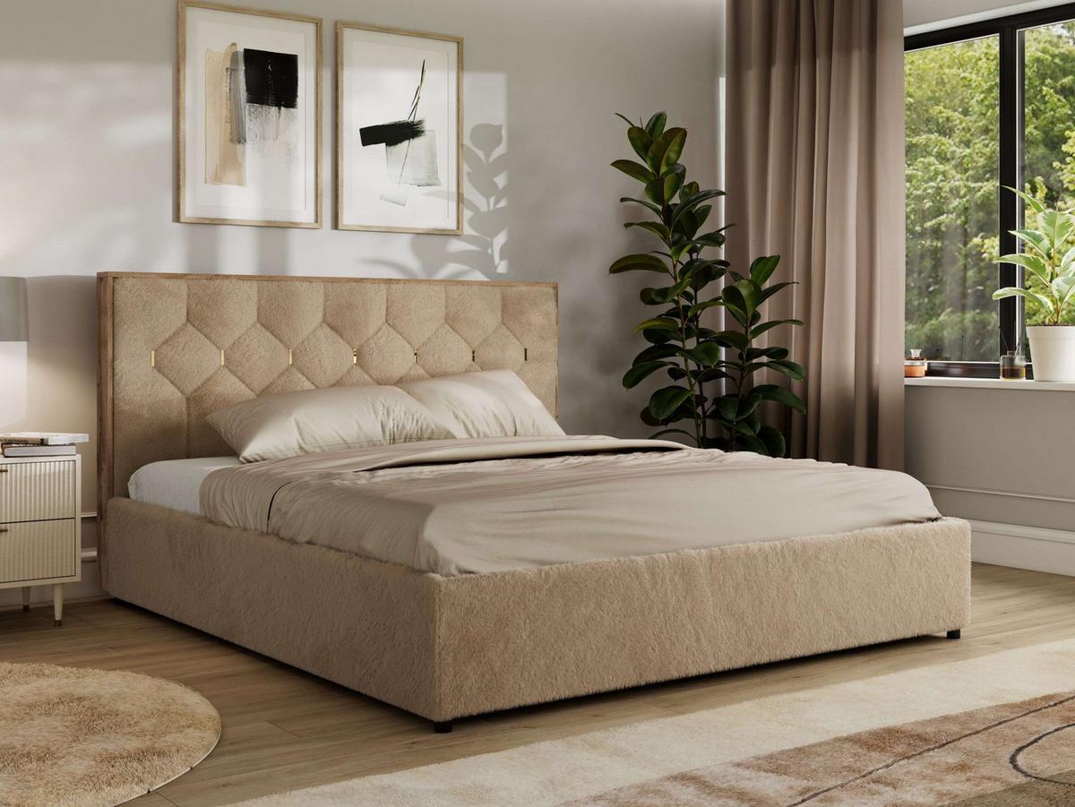 POLSTERBETT LARINO CLASSIC 200/200 - Beige Plüsch - Multipocket-Matratze - Beige, Textil (200/200cm) - MKS