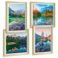 BILDER SET 4er Set - 50x50 cm & 40x60 cm Goldrahmen - Naturlandschaft der Bergseen - Goldfarben, Kunststoff (50/50cm) - TULUP