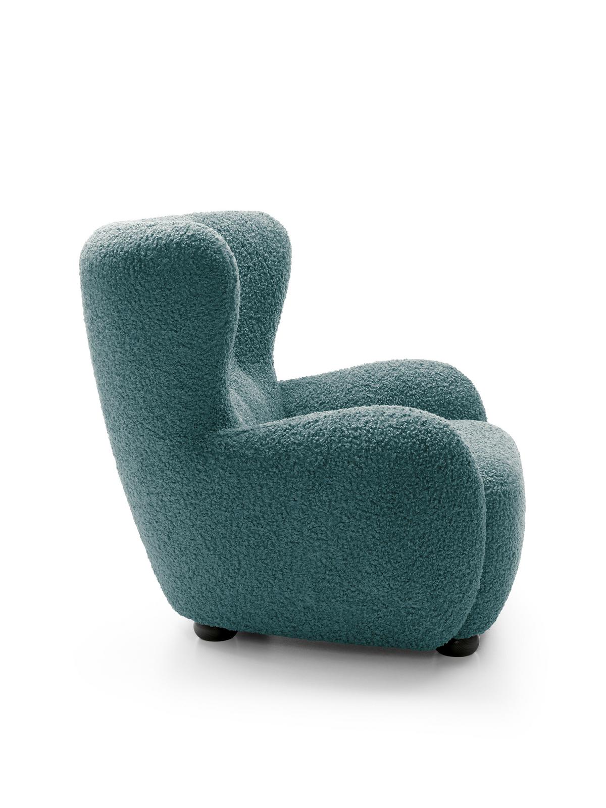 SESSEL MIST, Polstersessel Klassisch Loungesessel, Bucle-Stoff Blau - Blau, Holz/Holzwerkstoff (88/91/100cm) - MASSENO