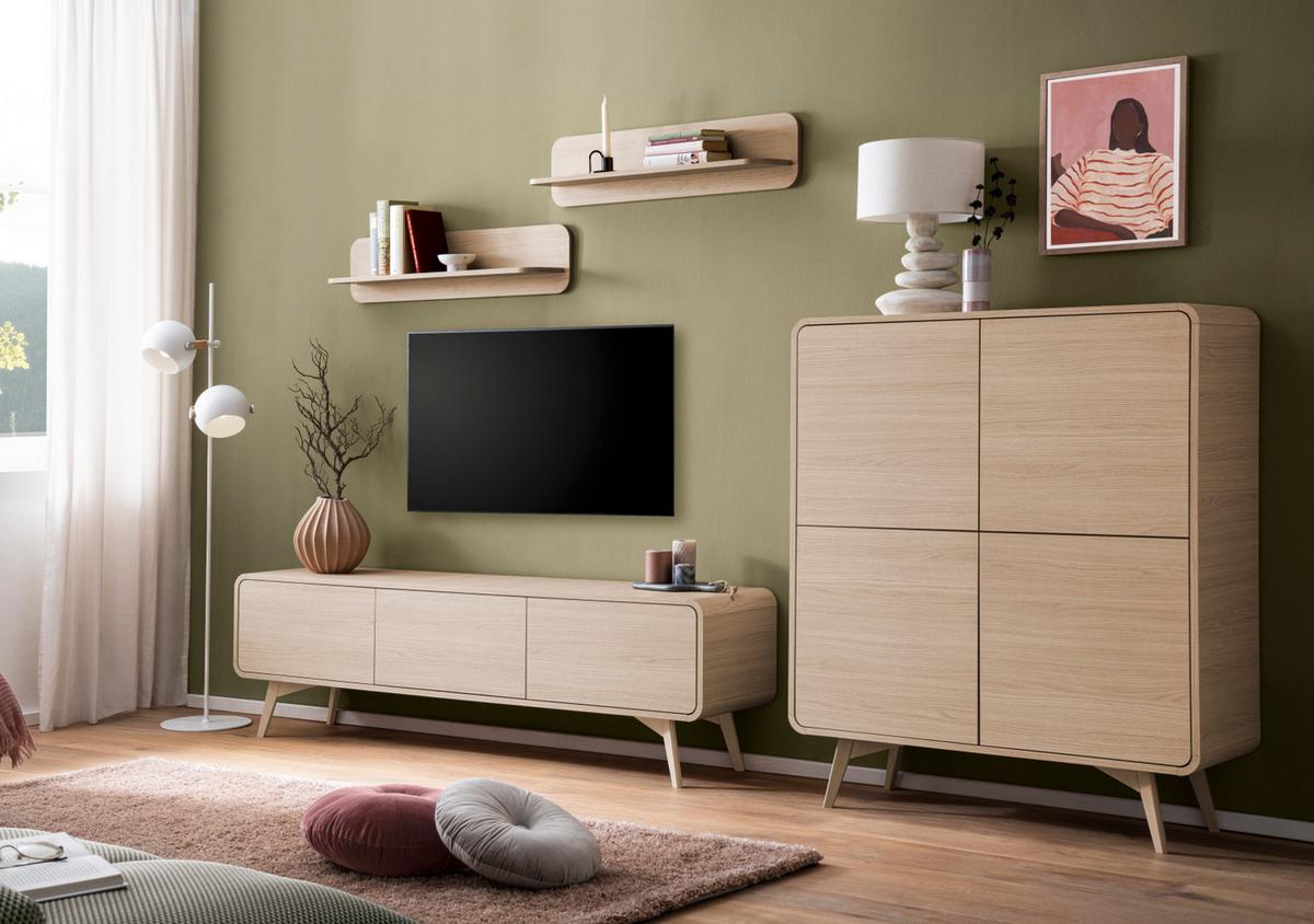 HIGHBOARD Eiche natur skandinavisch 108 cm, Kommode mit Push-to-Open - Eichefarben, Holz/Holzwerkstoff (108/130/39cm) - Furn.Design