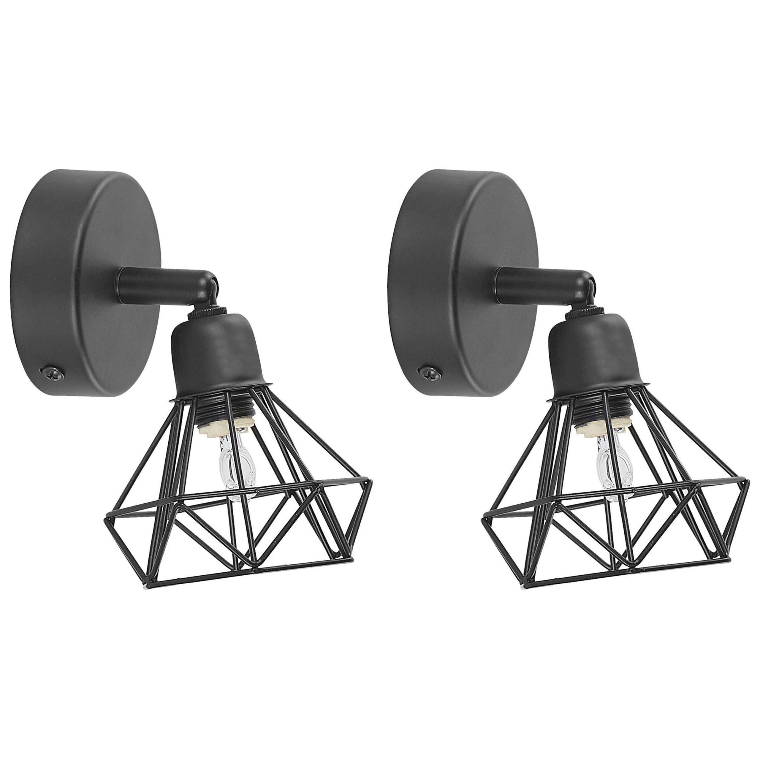 WANDLEUCHTE 2er-Set Erma 16/10/16 cm - Schwarz, Metall (10/8/16cm) - Beliani