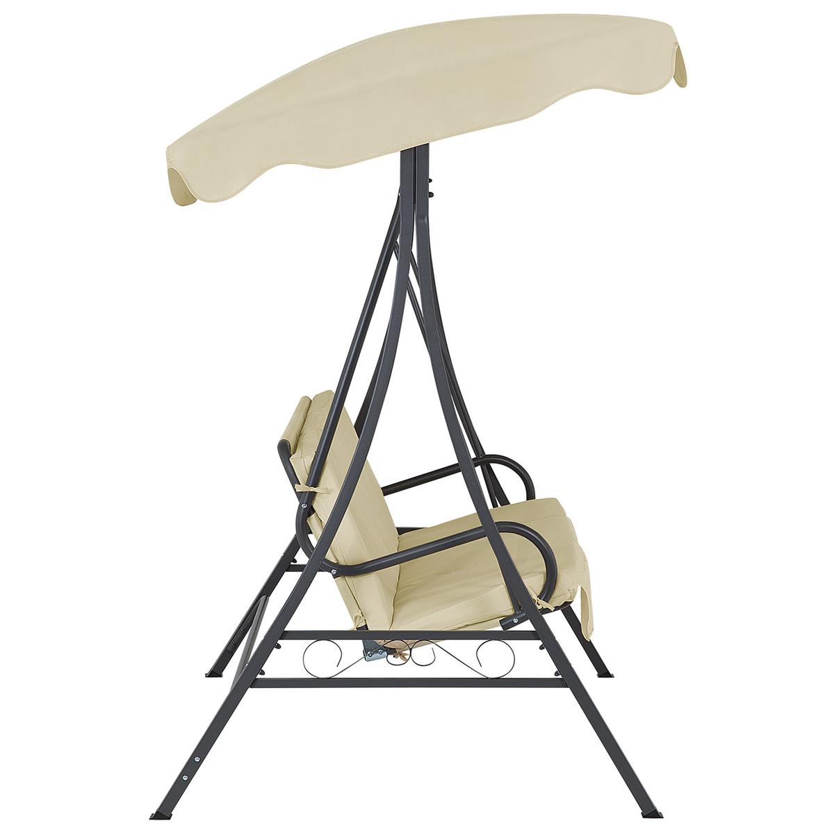HOLLYWOODSCHAUKEL Sonnendach beige Garbo - Beige, Textil (185/184/112cm) - Beliani