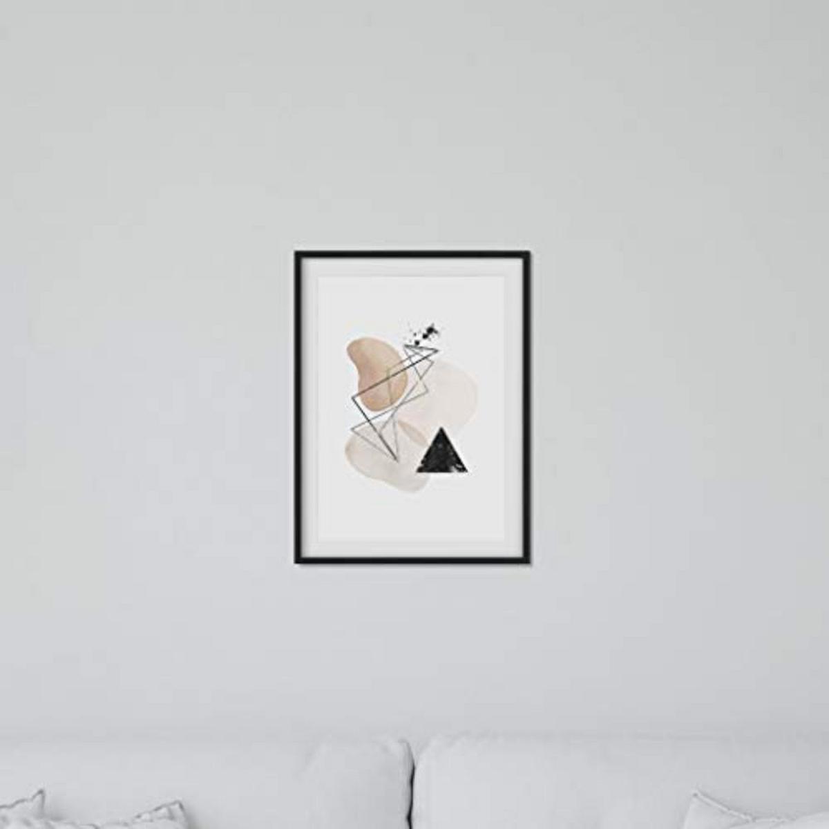POSTER Set mit 4 Blätter und abstrakten Formen mit braunen Tönen A3 Schwarzer Rahmen - Schwarz, Papier (29.7/3cm) - Nacnic