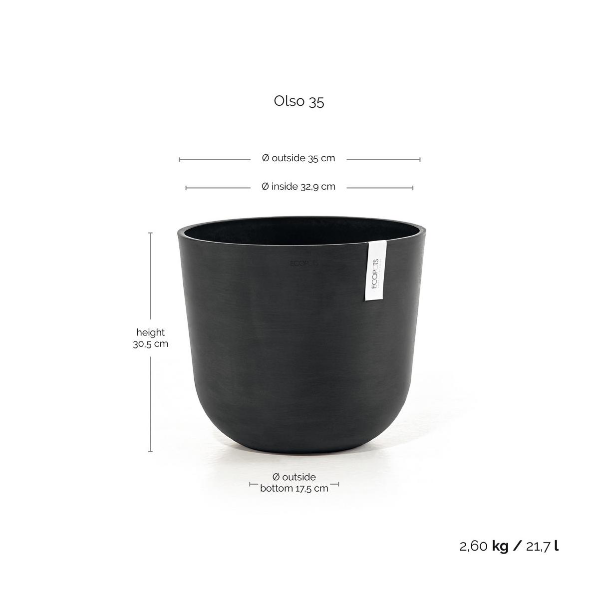 BLUMENTOPF Oslo 35/30,5 cm Dunkelgrau - Dunkelgrau, Kunststoff (35/30.5cm) - Ecopots