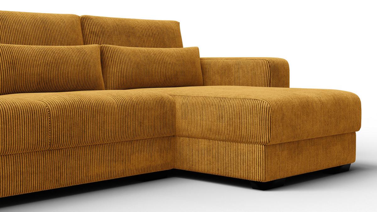 ECKSOFA OLI 4-Sitzer rechts, safran - Gelb, Holz/Textil (295/172cm) - Wozimo