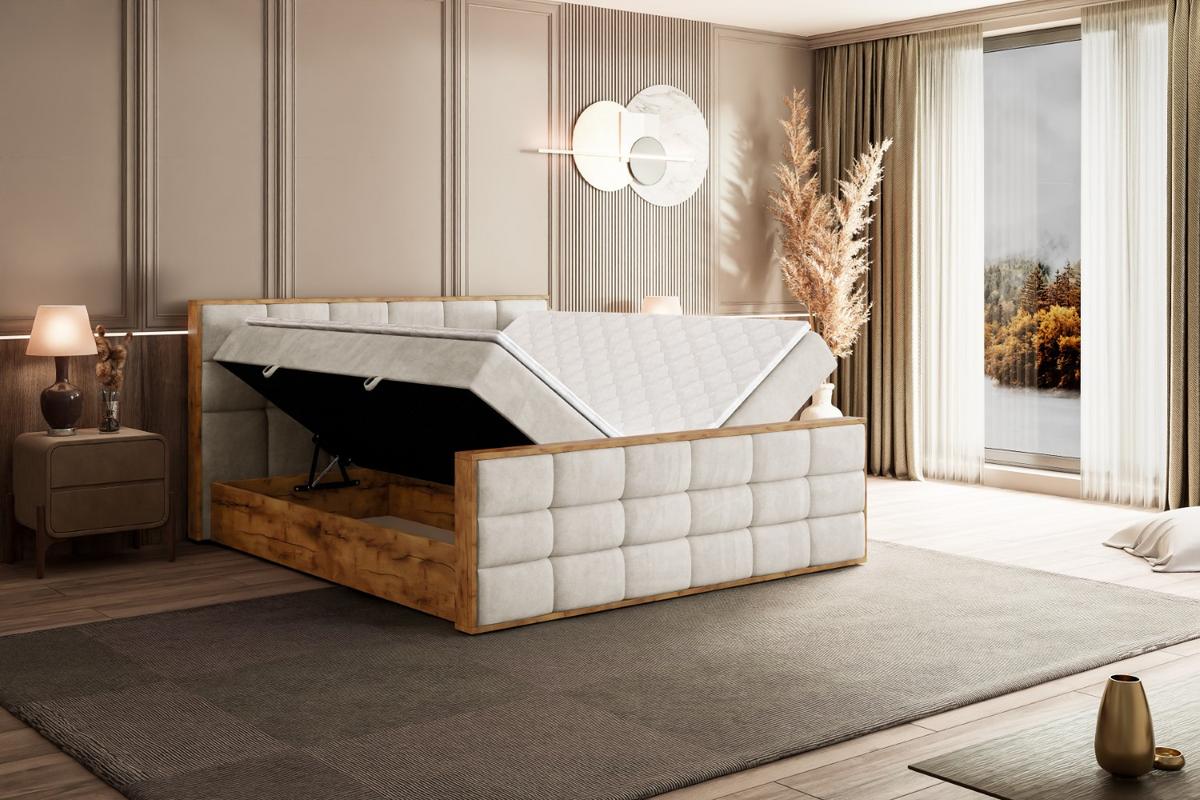 BOXBETT mit Matratze H3 und Lattenrost - LOLLI2-Z - 180x200 - Beige Casablanca - Beige, Holzwerkstoff (180/200cm) - ALTDECOR