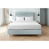 KOPFTEIL Modell Linien – Blaugrauer Samtstoff 135 cm - Beige/Blaugrau, Karton/Holz (135/120/10cm) - Sommeil de Plomb