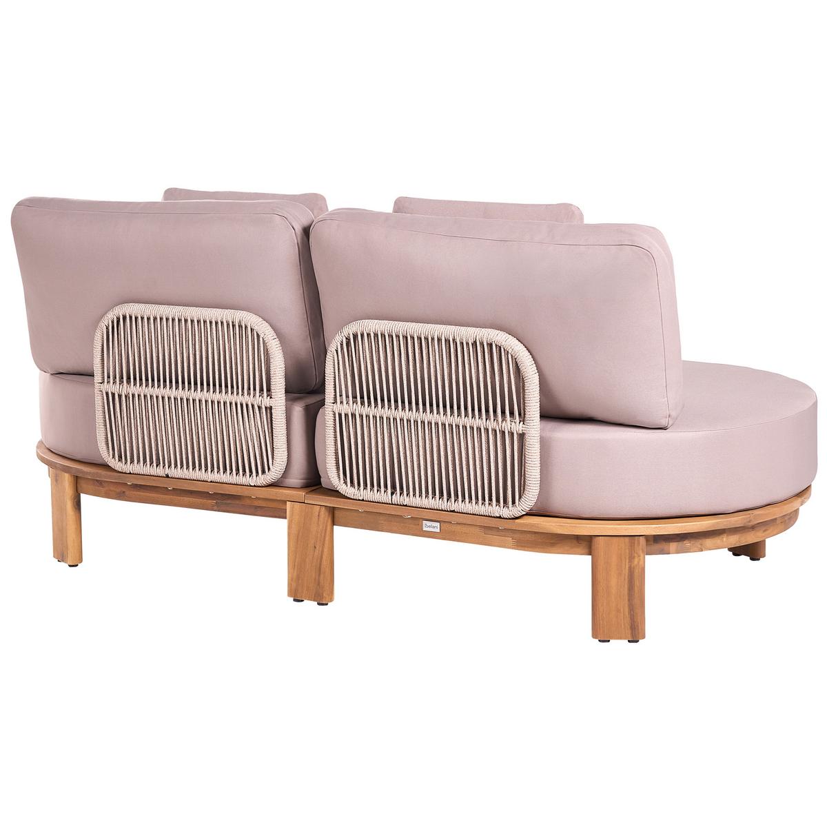 GARTENSOFA 2-Sitzer Akazienholz Hellbraun Arzello - Hellbraun/Beige, Holz (190/80/75cm) - Beliani