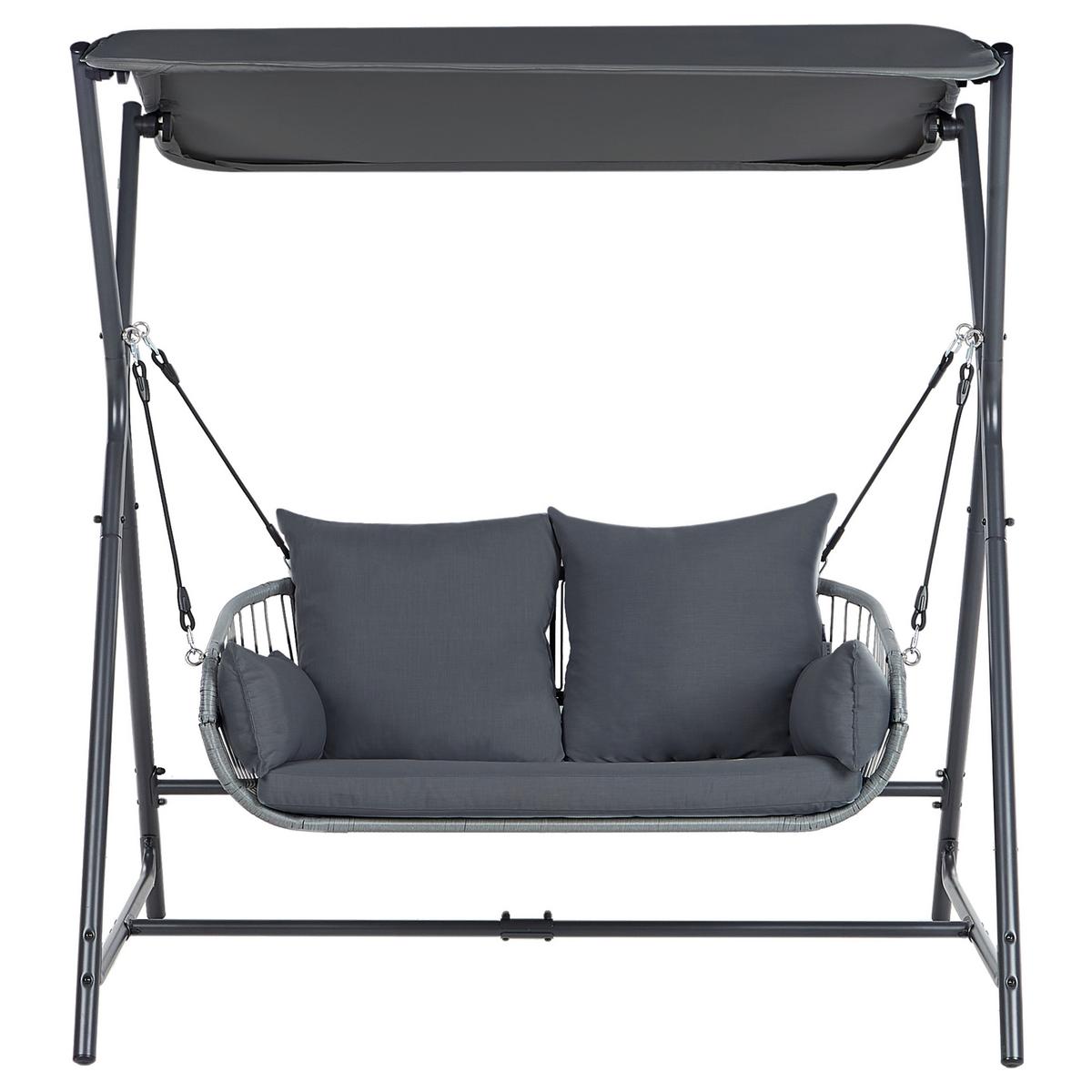 HOLLYWOODSCHAUKEL Grau Fiastra - Grau, Metall (170/202/140cm) - Beliani