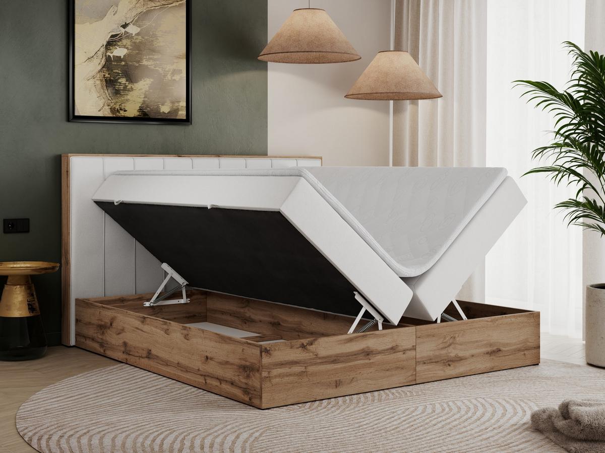 BOXBETT BELLISSIMO 140/200 Weiß Kunstleder - H3 - Weiß, Holz/Textil (140/200cm) - MKS