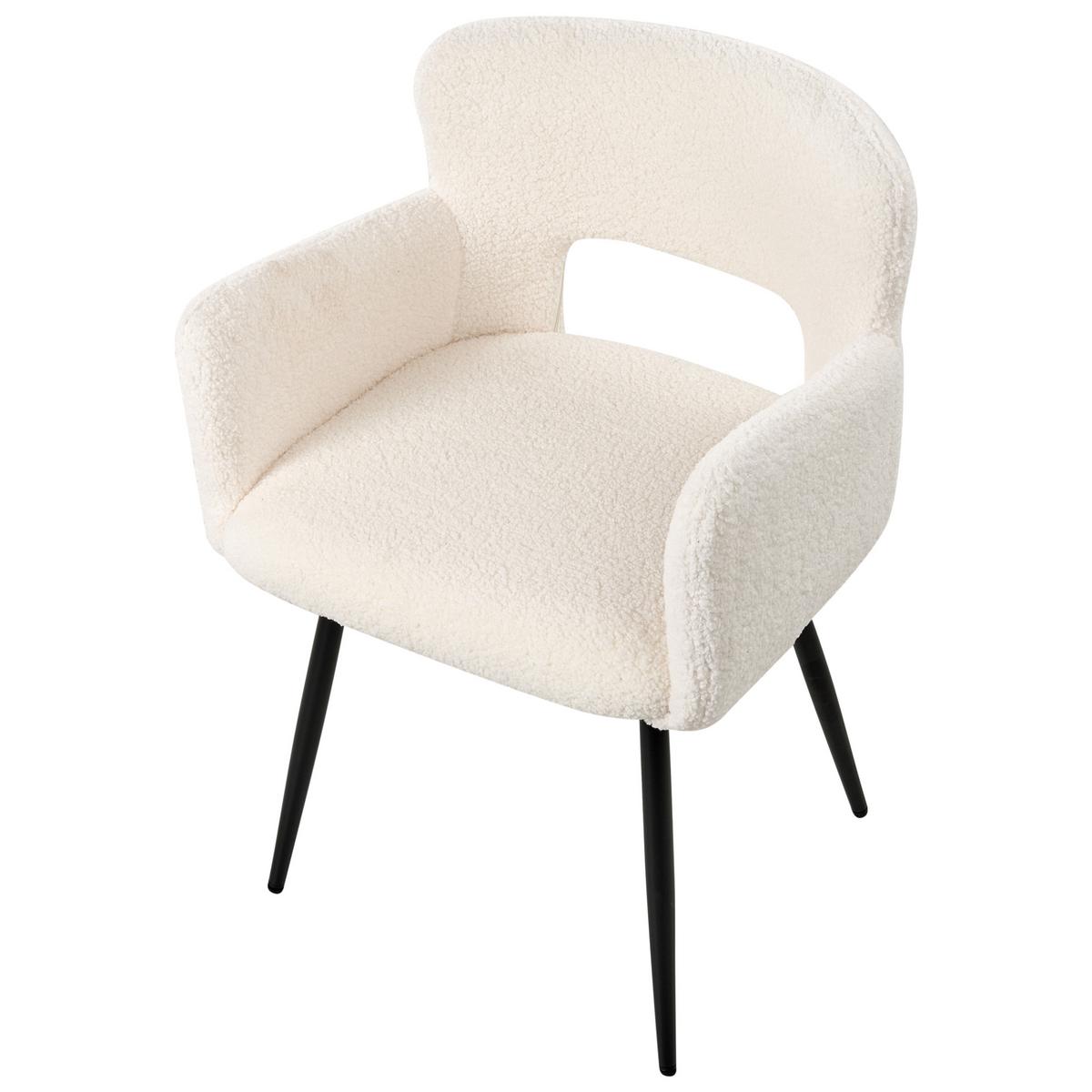 ESSZIMMERSTUHL 2er-Set Samtstoff Weiß Sanilac - Creme, Textil/Metall (52/75/44cm) - Beliani