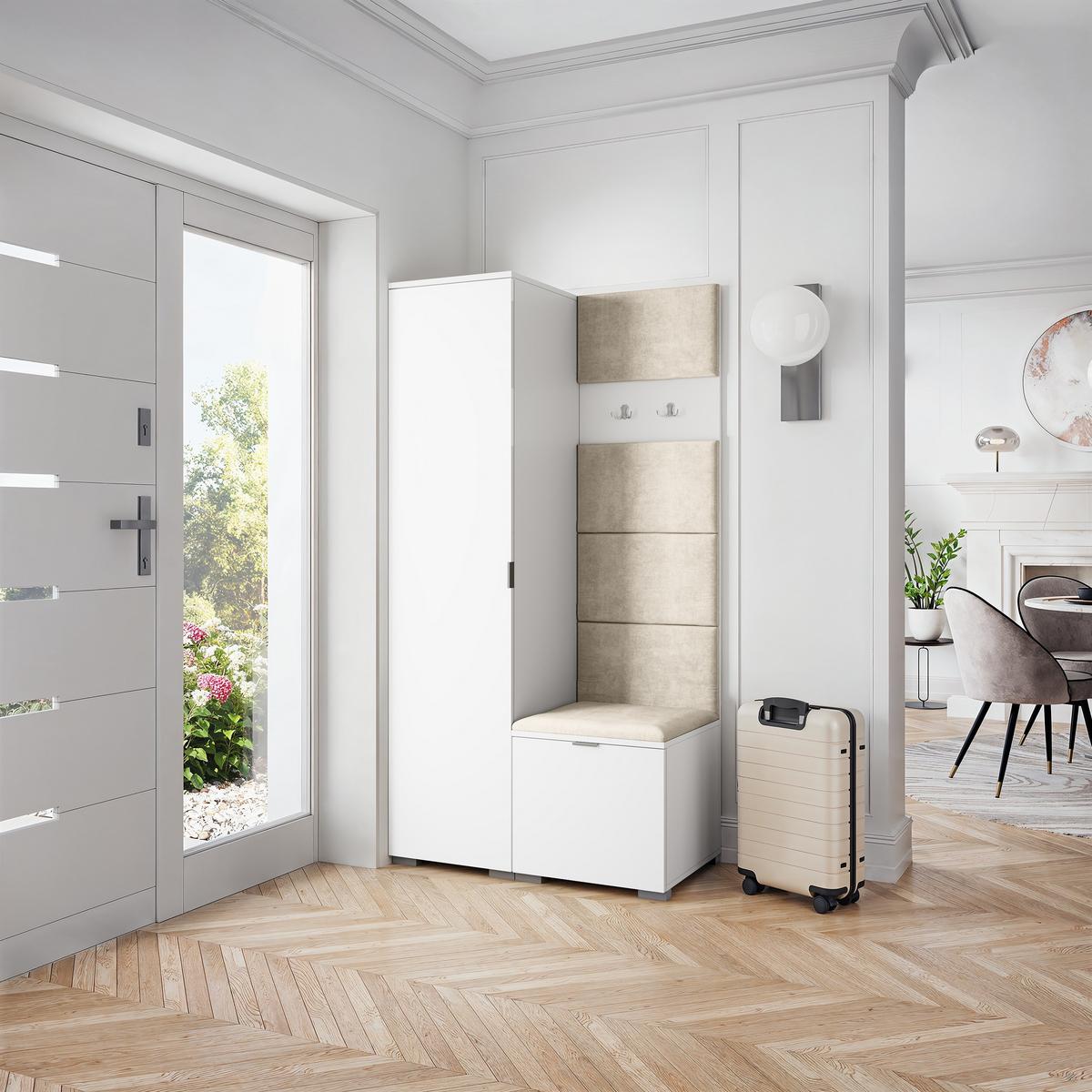 GARDEROBENSCHRANK LORI 95/181/51 cm Modern Weiß - Beige/Weiß, Holzwerkstoff (95/181/51cm) - MASSENO