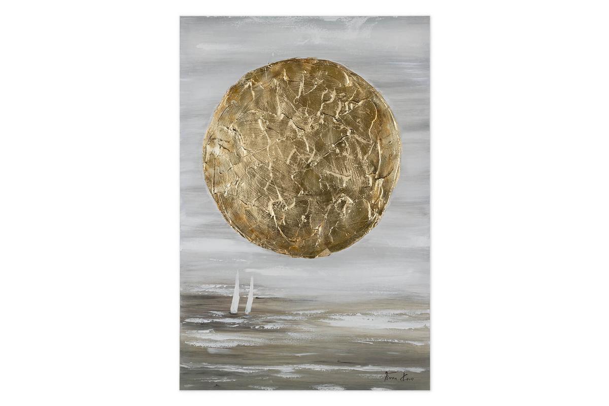 ACRYLBILD HANDGEMALT 60/90 cm - Goldfarben/Grau, Holz/Textil (60/90cm) - KUNSTLOFT
